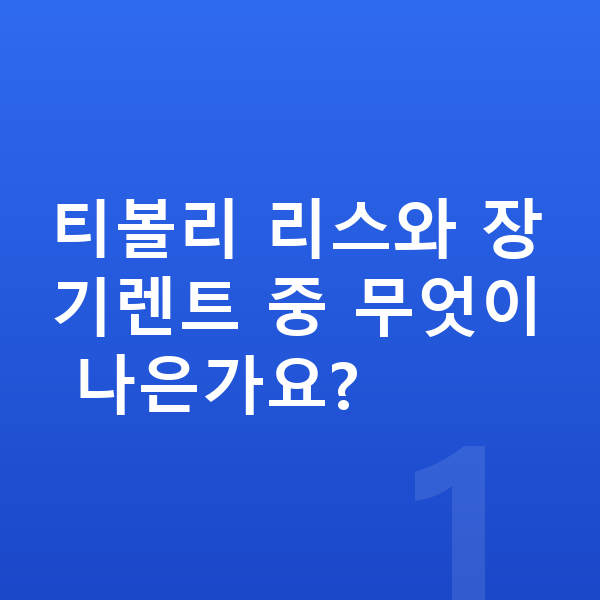 KGM 티볼리 리스 티볼리 리스와 장기렌트 중 무엇이 나은가요?