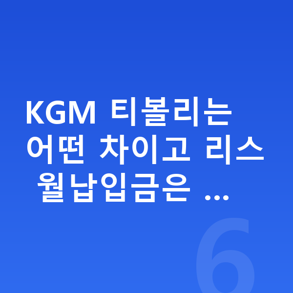 KGM 티볼리 리스 월납입금 KGM 티볼리는 어떤 차이고 리스 월납입금은 …
