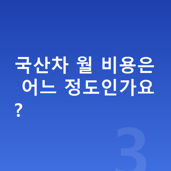 국산차장기렌트 국산차 월 비용은 어느 정도인가요?