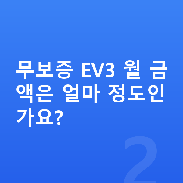 기아 EV3 리스 무보증 무보증 EV3 월 금액은 얼마 정도인가요?