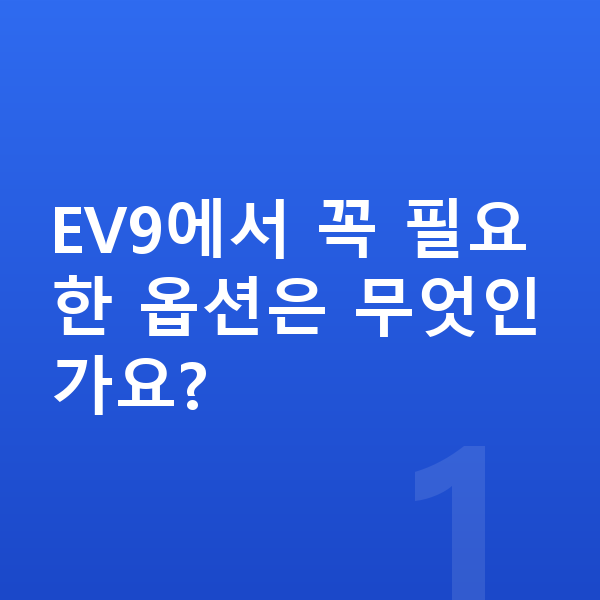 기아 EV9 옵션 EV9에서 꼭 필요한 옵션은 무엇인가요?