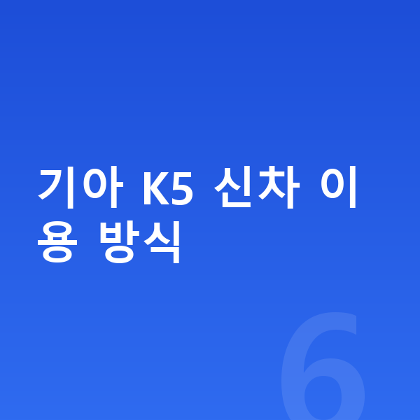 기아 K5 신차 기아 K5 신차 이용 방식