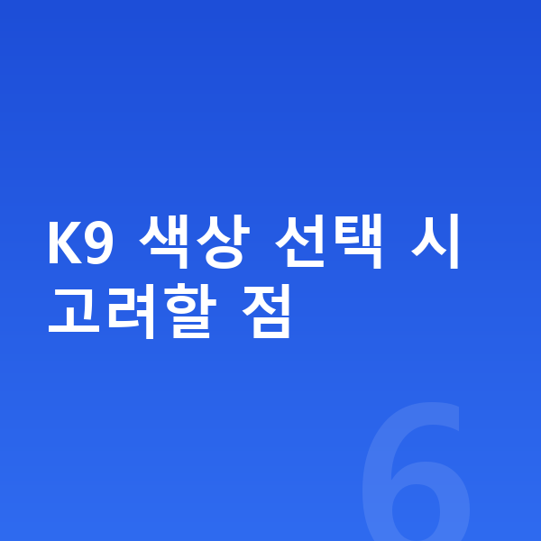 기아 K9 색상 K9 색상 선택 시 고려할 점