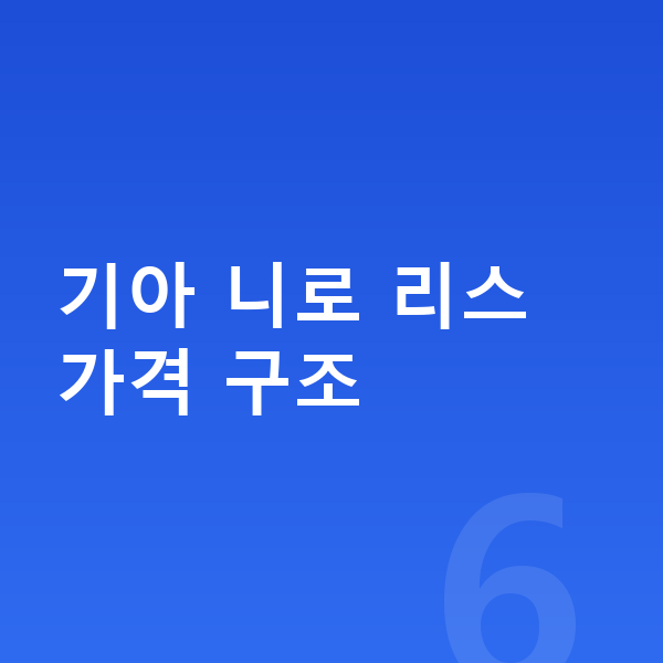 기아 니로 리스 가격 기아 니로 리스 가격 구조