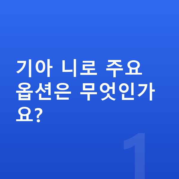 기아 니로 옵션 기아 니로 주요 옵션은 무엇인가요?