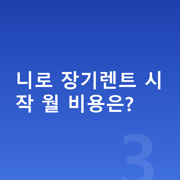 기아 니로 옵션 니로 장기렌트 시작 월 비용은?