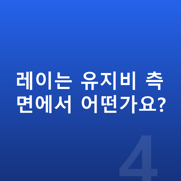 기아 레이 리스 레이는 유지비 측면에서 어떤가요?
