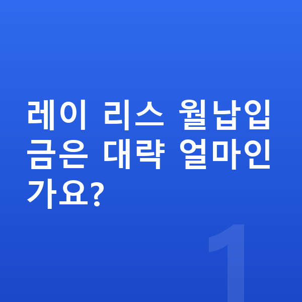 기아 레이 리스 월납입금 레이 리스 월납입금은 대략 얼마인가요?