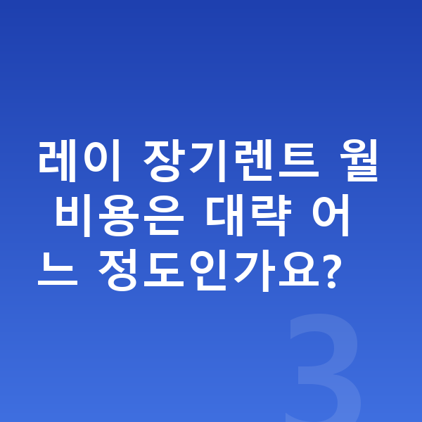 기아 레이 옵션 레이 장기렌트 월 비용은 대략 어느 정도인가요?