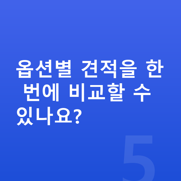 기아 레이 옵션 옵션별 견적을 한 번에 비교할 수 있나요?