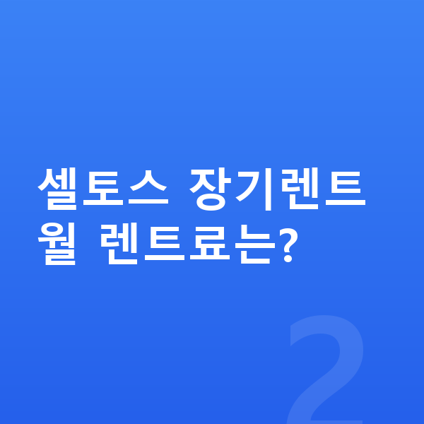 기아 셀토스 리스 셀토스 장기렌트 월 렌트료는?