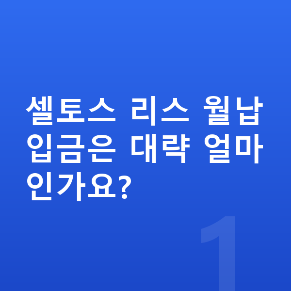기아 셀토스 리스 월납입금 셀토스 리스 월납입금은 대략 얼마인가요?