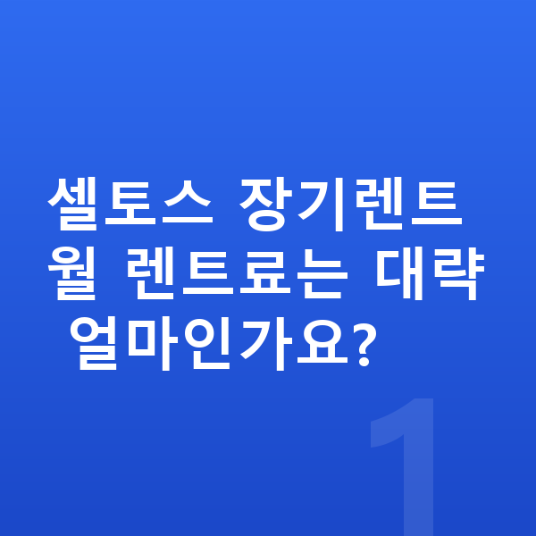 기아 셀토스 장기렌트 셀토스 장기렌트 월 렌트료는 대략 얼마인가요?