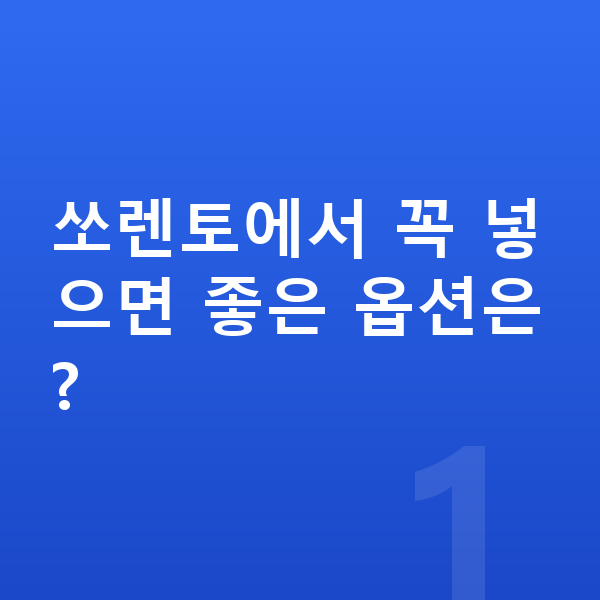 기아 쏘렌토 옵션 쏘렌토에서 꼭 넣으면 좋은 옵션은?
