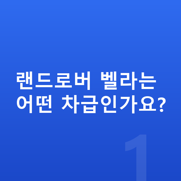 랜드로버 벨라 가격 랜드로버 벨라는 어떤 차급인가요?