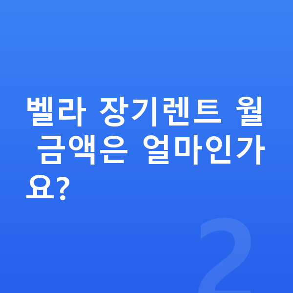 랜드로버 벨라 가격 벨라 장기렌트 월 금액은 얼마인가요?