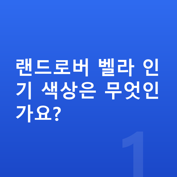 랜드로버 벨라 색상 랜드로버 벨라 인기 색상은 무엇인가요?