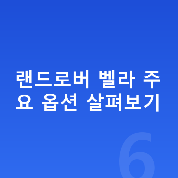 랜드로버 벨라 옵션 랜드로버 벨라 주요 옵션 살펴보기