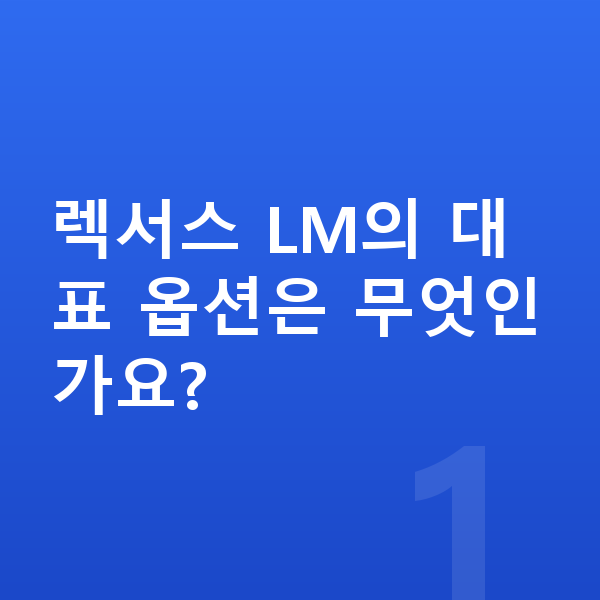 렉서스 LM 옵션 렉서스 LM의 대표 옵션은 무엇인가요?