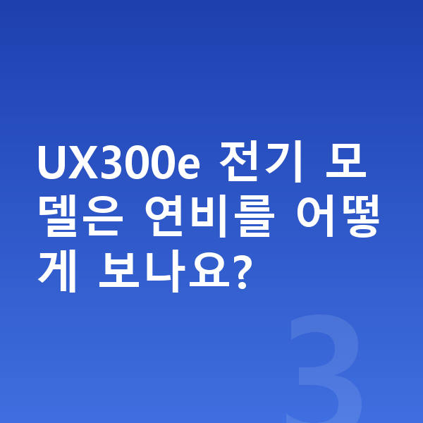 렉서스 UX 연비 UX300e 전기 모델은 연비를 어떻게 보나요?