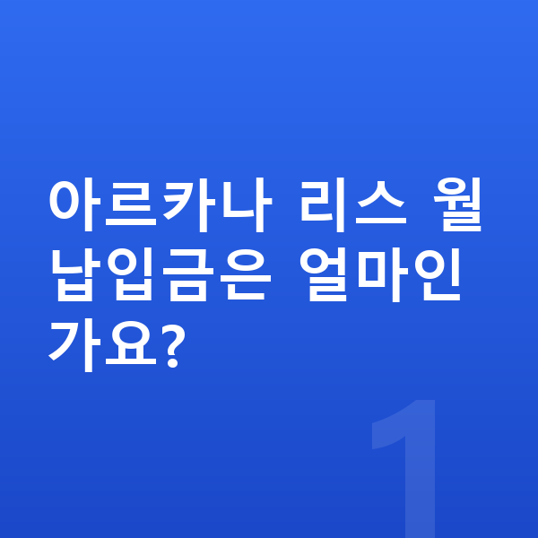 르노 아르카나 리스 월납입금 아르카나 리스 월납입금은 얼마인가요?