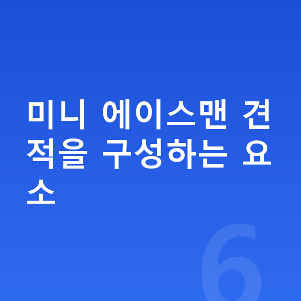미니 에이스맨 견적 미니 에이스맨 견적을 구성하는 요소