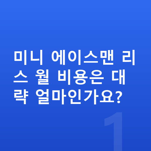 미니 에이스맨 리스 미니 에이스맨 리스 월 비용은 대략 얼마인가요?