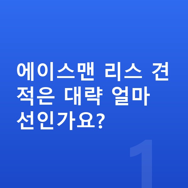 미니 에이스맨 리스 견적 에이스맨 리스 견적은 대략 얼마 선인가요?