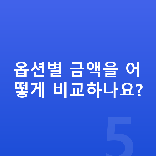 미니 에이스맨 옵션 옵션별 금액을 어떻게 비교하나요?