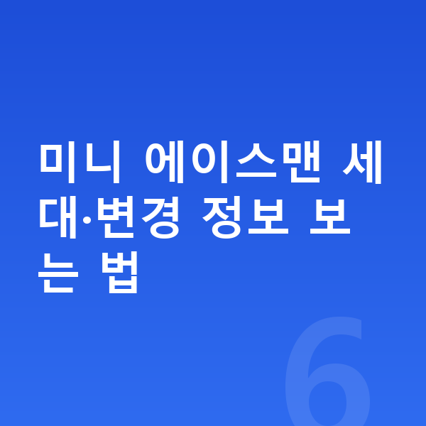 미니 에이스맨 풀체인지 미니 에이스맨 세대·변경 정보 보는 법