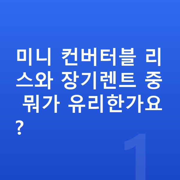 미니 컨버터블 리스 미니 컨버터블 리스와 장기렌트 중 뭐가 유리한가요?