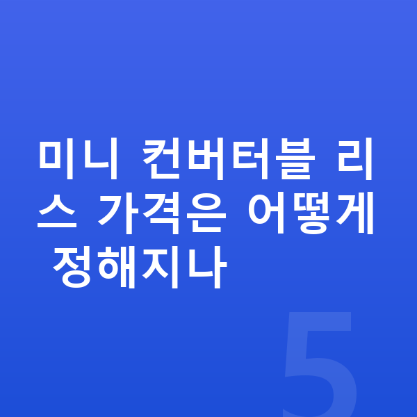 미니 컨버터블 리스 가격 미니 컨버터블 리스 가격은 어떻게 정해지나