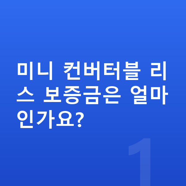미니 컨버터블 리스 보증금 미니 컨버터블 리스 보증금은 얼마인가요?