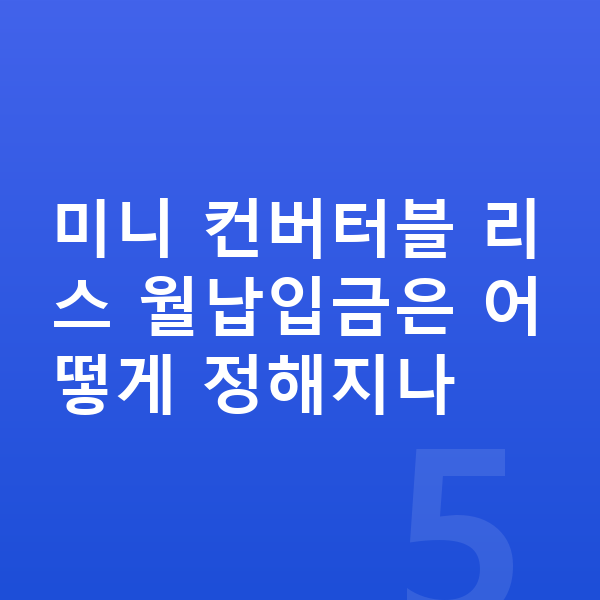 미니 컨버터블 리스 월납입금 미니 컨버터블 리스 월납입금은 어떻게 정해지나