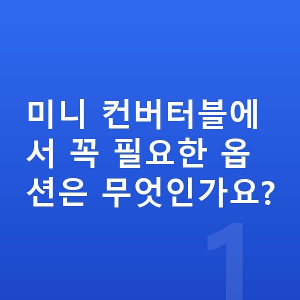 미니 컨버터블 옵션 미니 컨버터블에서 꼭 필요한 옵션은 무엇인가요?