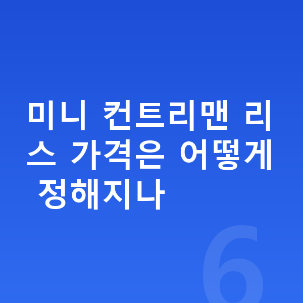 미니 컨트리맨 리스 가격 미니 컨트리맨 리스 가격은 어떻게 정해지나