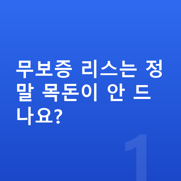 미니 컨트리맨 리스 무보증 무보증 리스는 정말 목돈이 안 드나요?