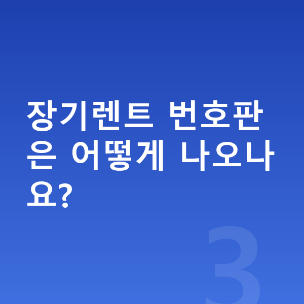 미니 컨트리맨 장기렌트 장기렌트 번호판은 어떻게 나오나요?
