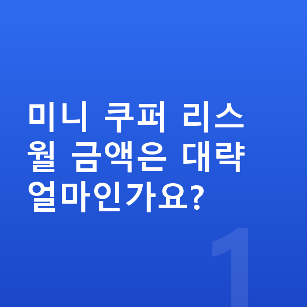 미니 쿠퍼 리스 미니 쿠퍼 리스 월 금액은 대략 얼마인가요?