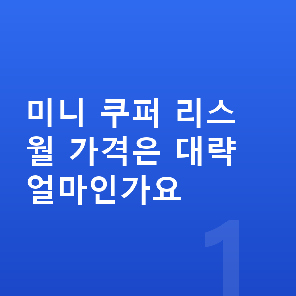 미니 쿠퍼 리스 가격 미니 쿠퍼 리스 월 가격은 대략 얼마인가요