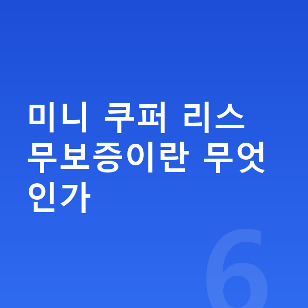 미니 쿠퍼 리스 무보증 미니 쿠퍼 리스 무보증이란 무엇인가