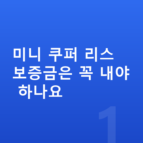 미니 쿠퍼 리스 보증금 미니 쿠퍼 리스 보증금은 꼭 내야 하나요