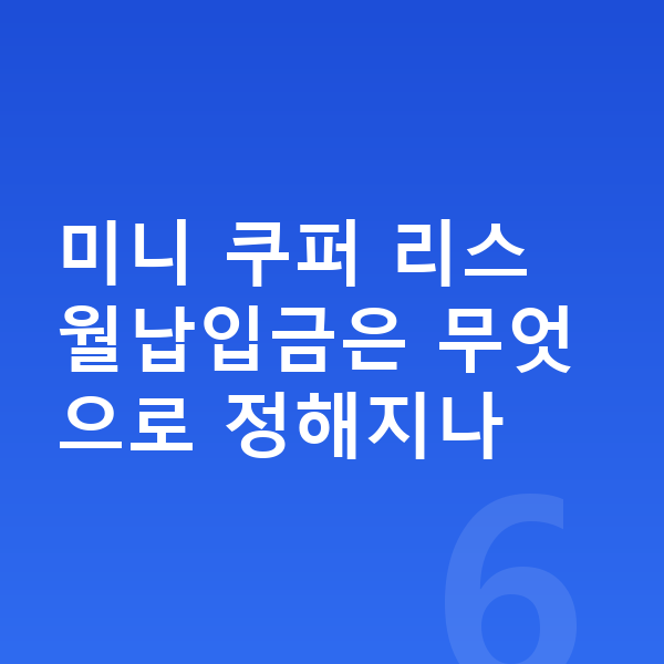 미니 쿠퍼 리스 월납입금 미니 쿠퍼 리스 월납입금은 무엇으로 정해지나