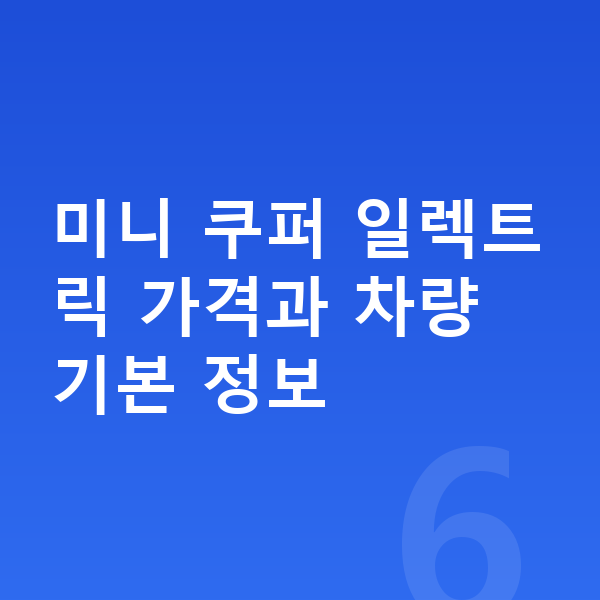 미니 쿠퍼 일렉트릭 가격 미니 쿠퍼 일렉트릭 가격과 차량 기본 정보