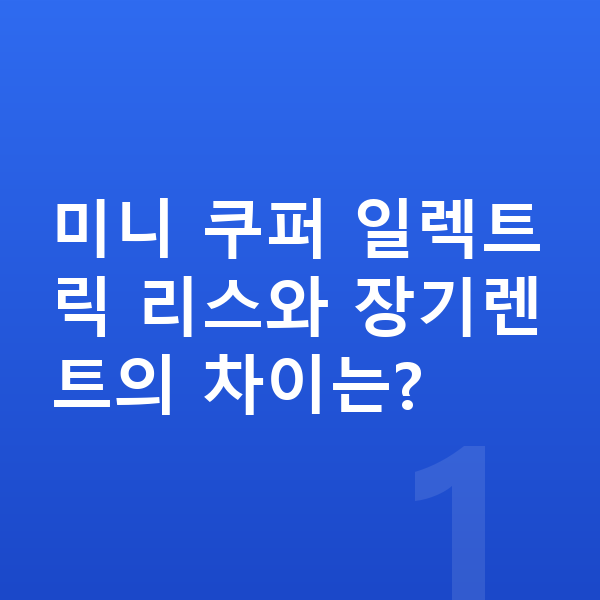미니 쿠퍼 일렉트릭 리스 미니 쿠퍼 일렉트릭 리스와 장기렌트의 차이는?