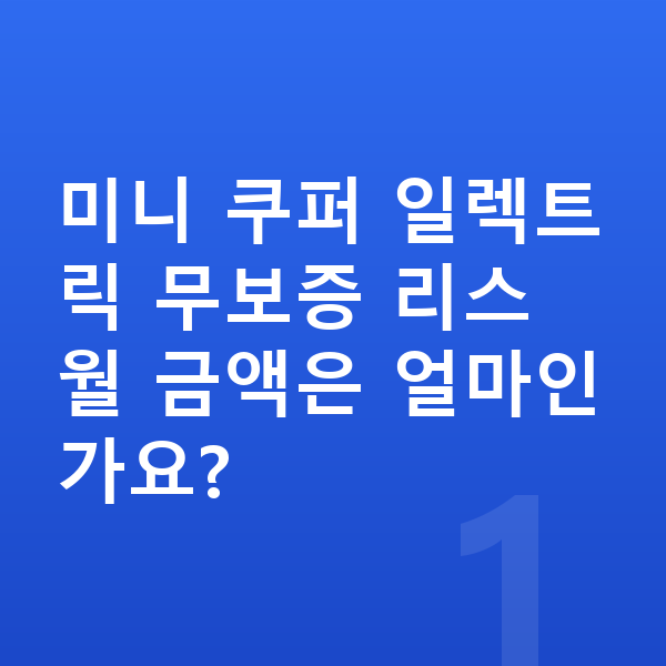 미니 쿠퍼 일렉트릭 리스 무보증 미니 쿠퍼 일렉트릭 무보증 리스 월 금액은 얼마인가요?