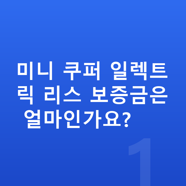 미니 쿠퍼 일렉트릭 리스 보증금 미니 쿠퍼 일렉트릭 리스 보증금은 얼마인가요?