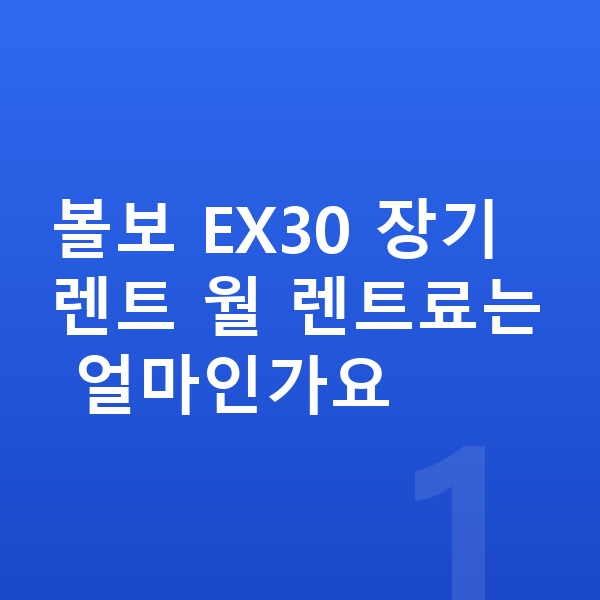 볼보 EX30 가격 볼보 EX30 장기렌트 월 렌트료는 얼마인가요