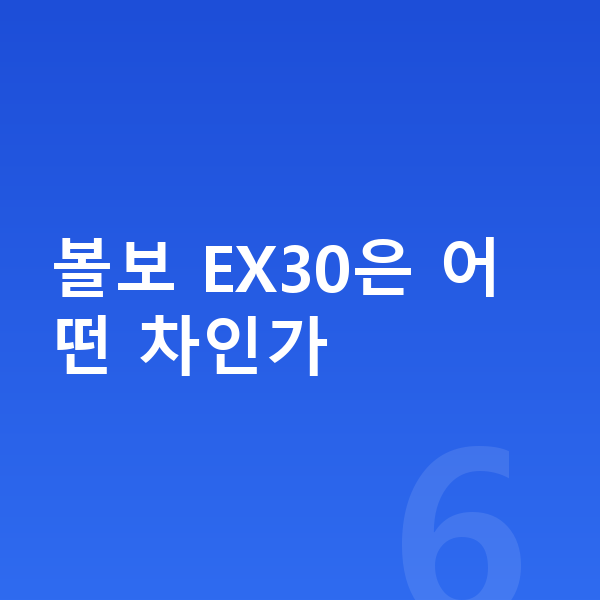 볼보 EX30 가격 볼보 EX30은 어떤 차인가