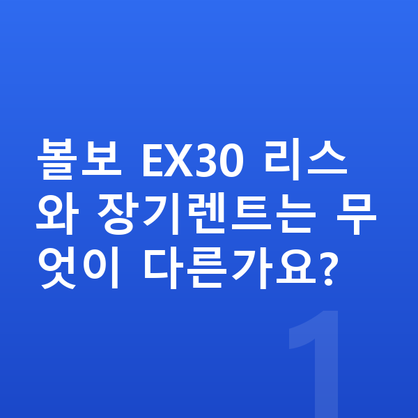 볼보 EX30 리스 볼보 EX30 리스와 장기렌트는 무엇이 다른가요?